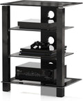 Black 4-Tier AV Media Cabinet