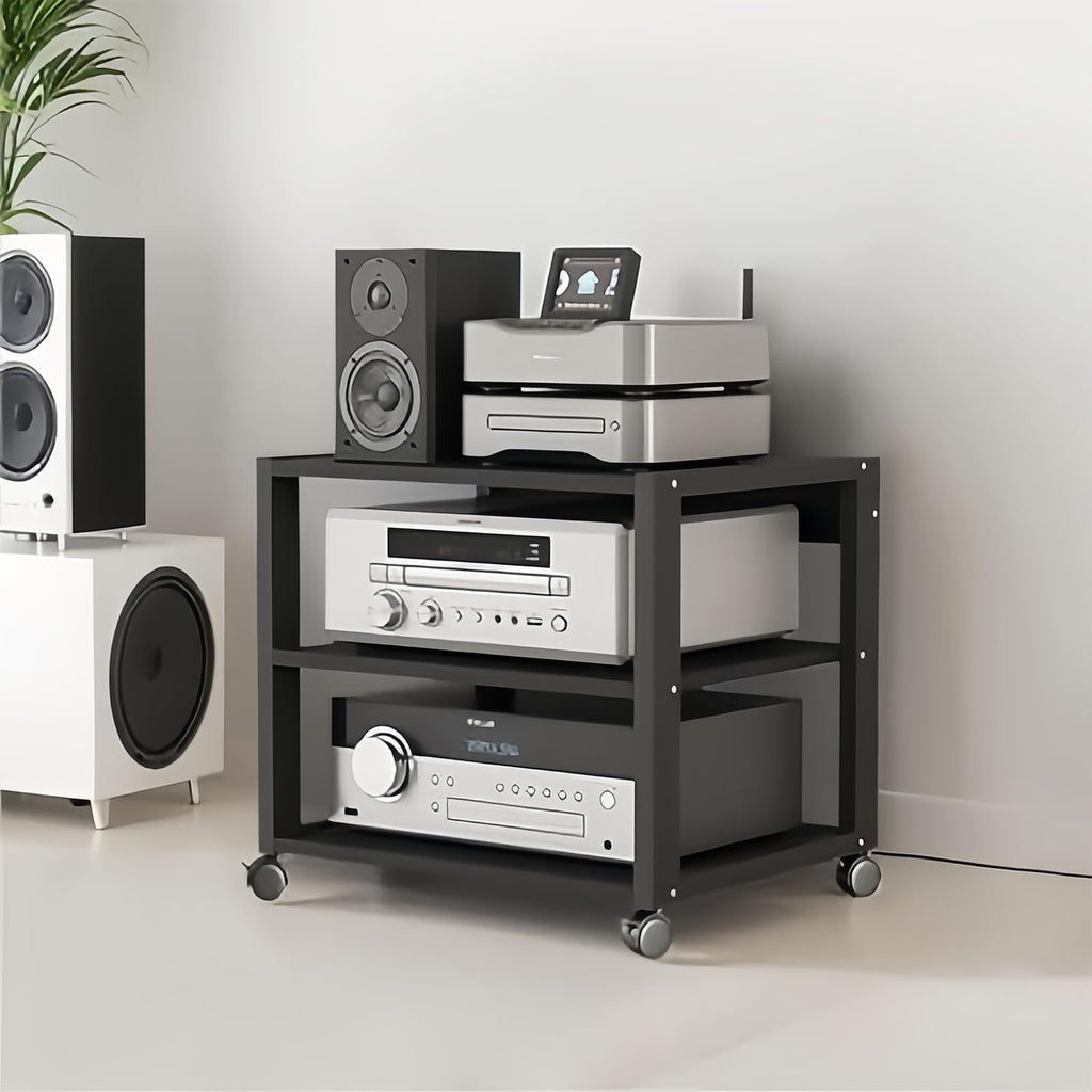Black Adjustable Tier AV Media Stand