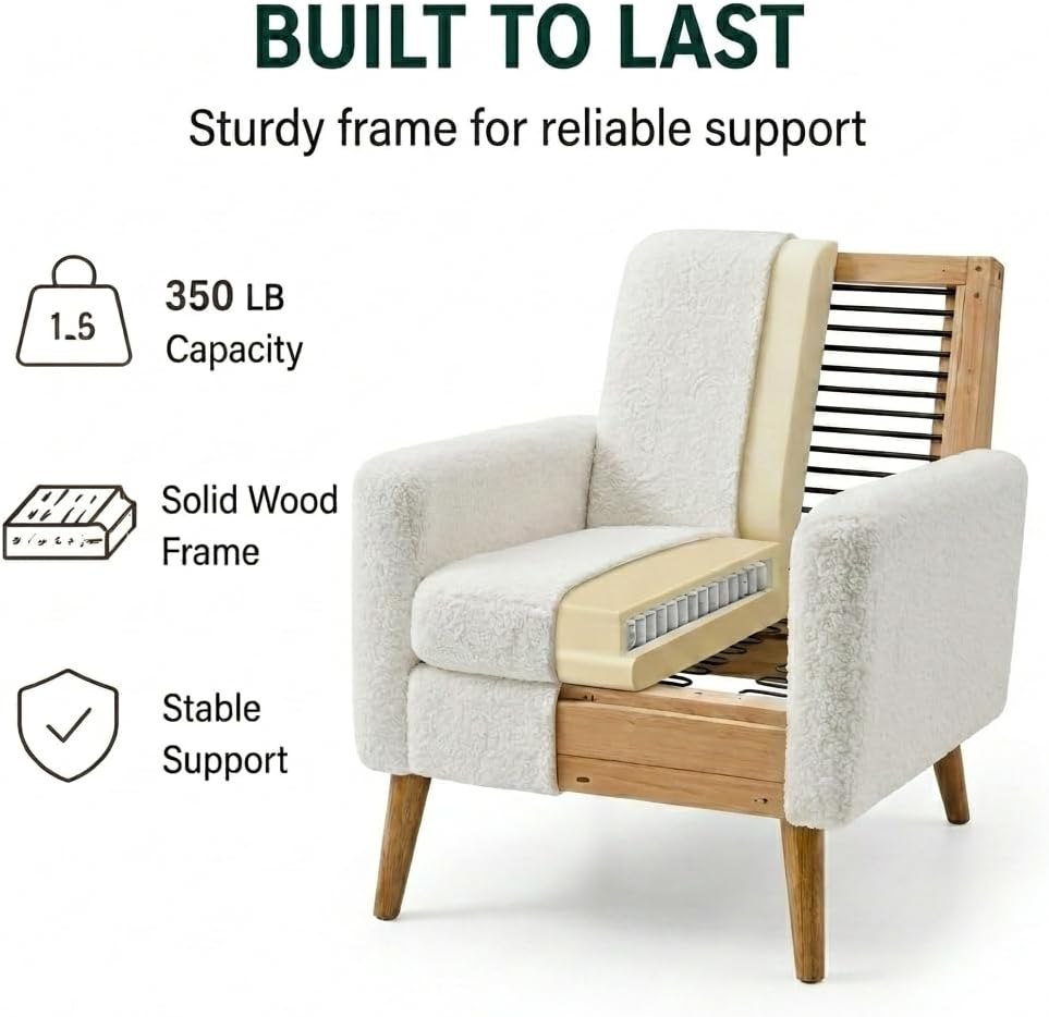 Set of 2 White Teddy Boucle Accent Chairs