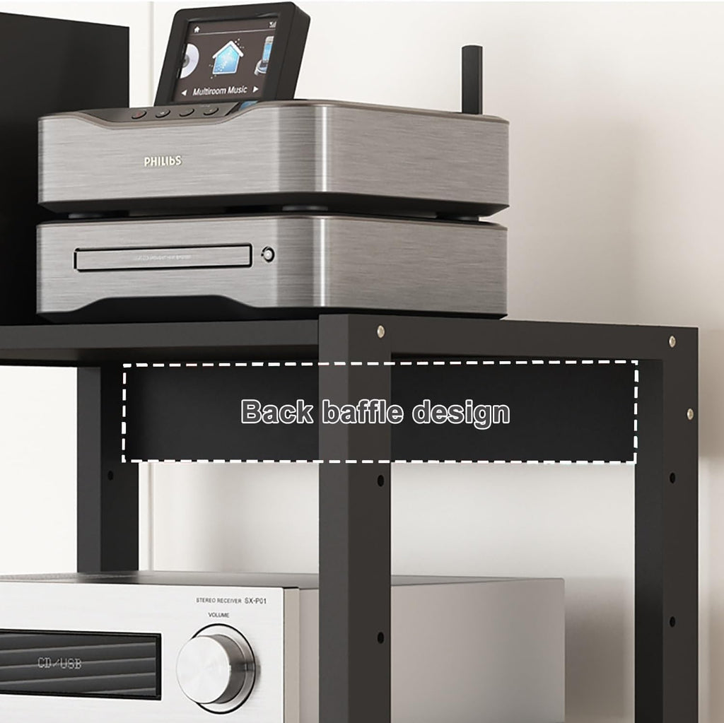 Black Adjustable Tier AV Media Stand
