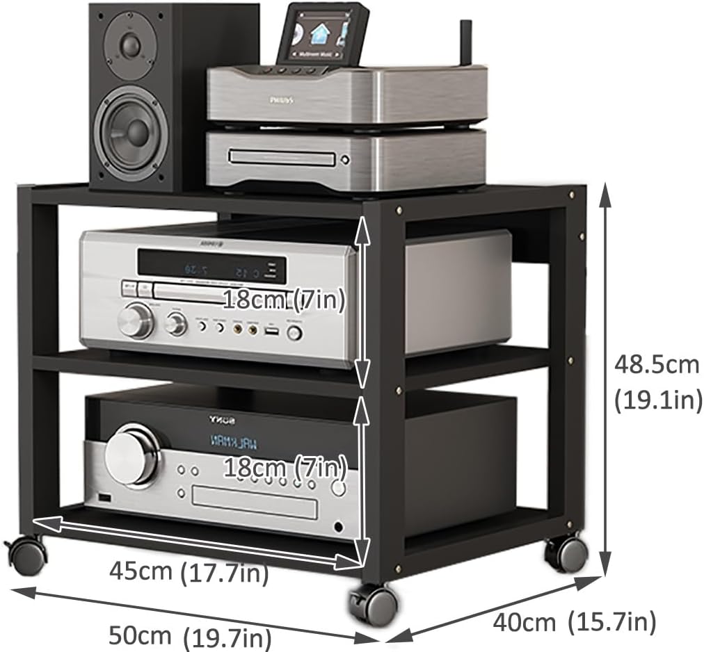 Black Adjustable Tier AV Media Stand