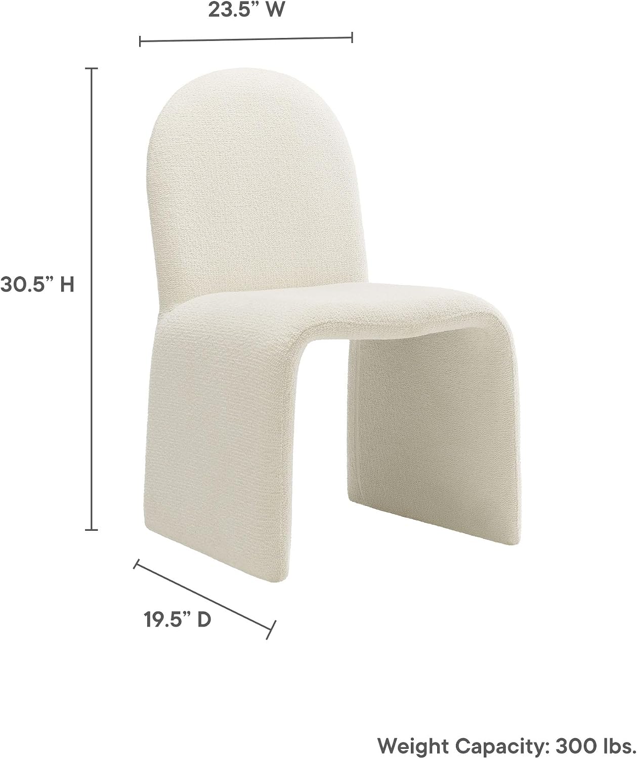 Cream Boucle Arch Slipper Dining Chair
