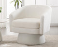 White Sherpa Boucle Swivel Barrel Chair