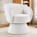 Beige Lamb Wool 360° Swivel Barrel Chair