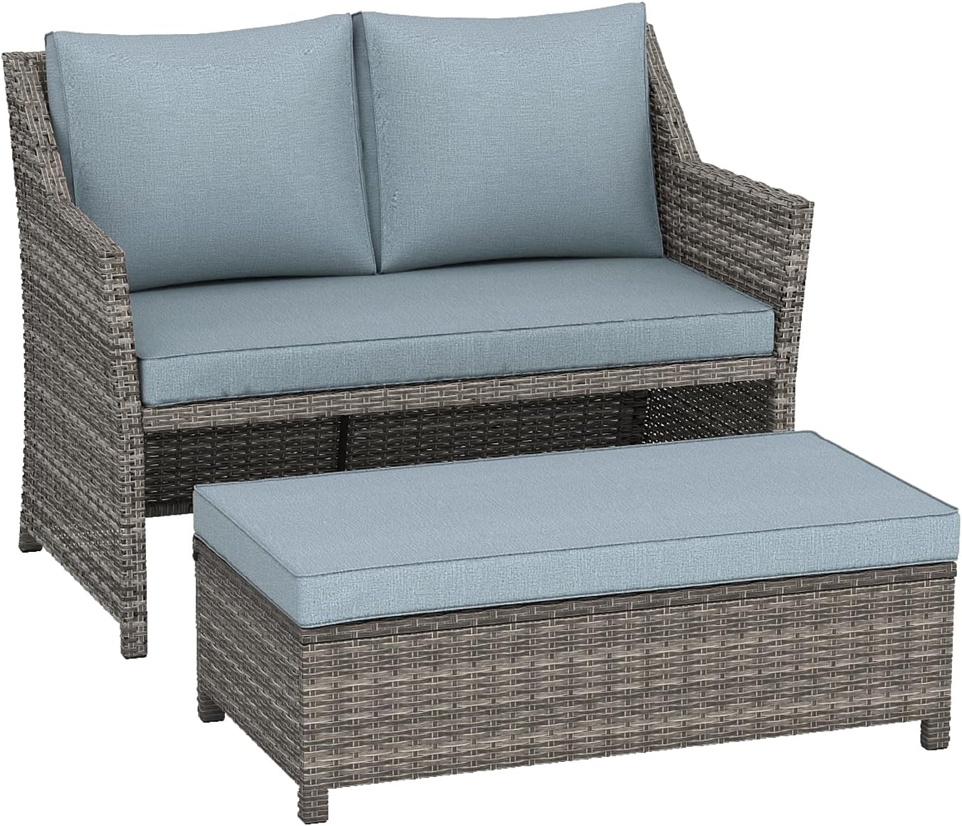 Grey Wicker Patio Loveseat Set