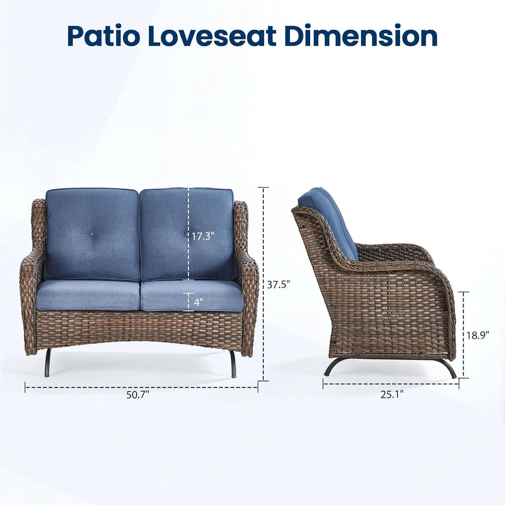 Brown Wicker Patio Loveseat