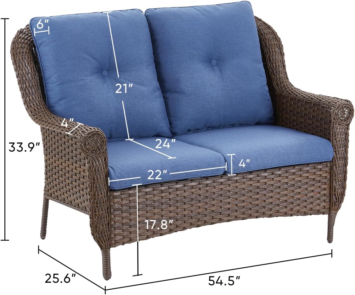 Brown Wicker Patio Loveseat