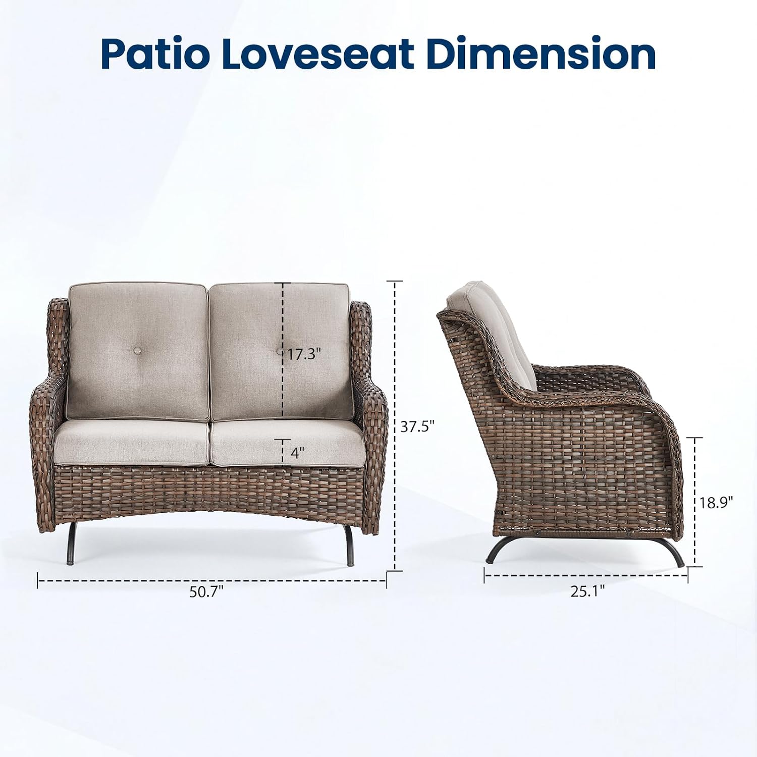 Brown Wicker Patio Loveseat Sofa