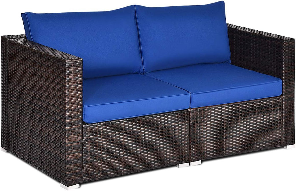 2-Piece Wicker Patio Loveseat