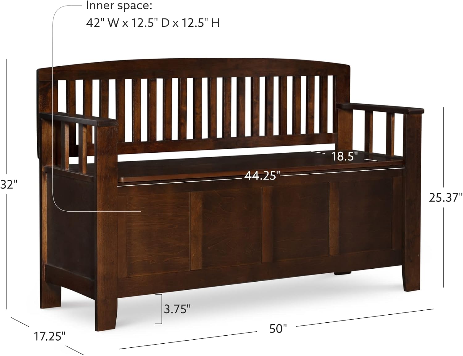 Walnut Cynthia 50" Storage Bench