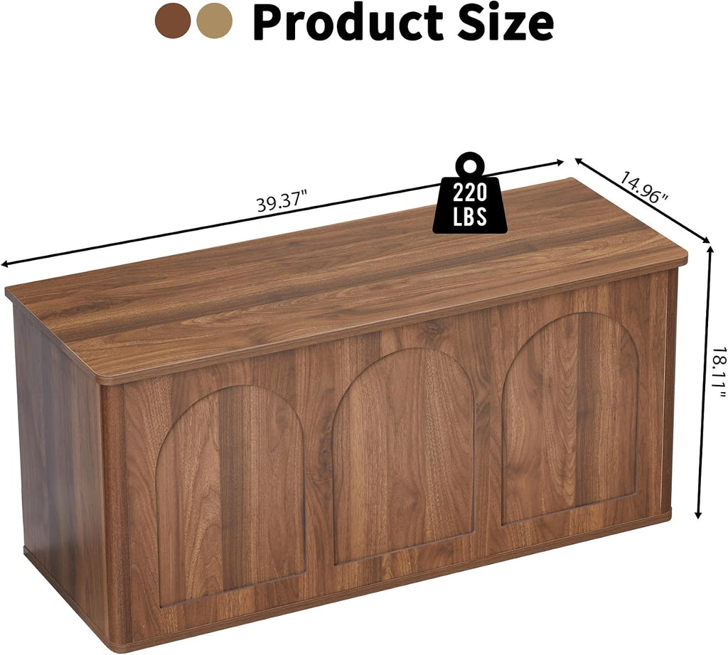 Walnut 43" Wood Storage Chest
