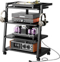 Black 4-Tier Rolling AV Stand