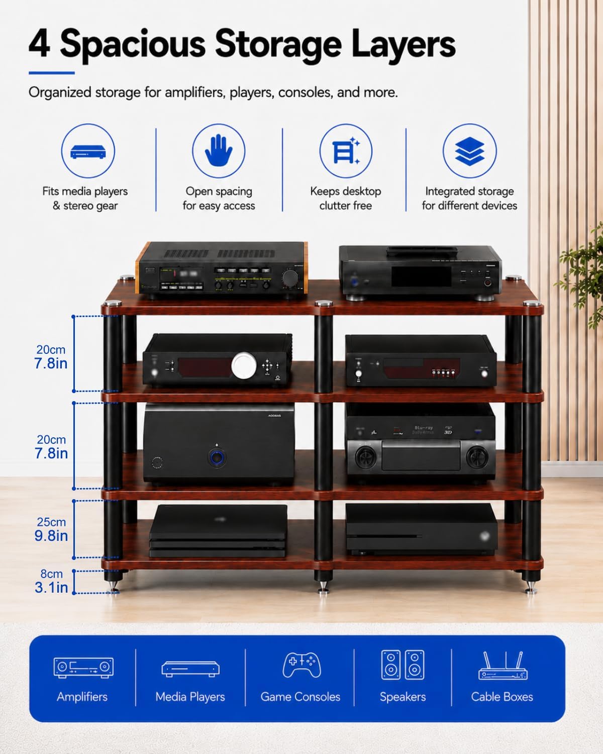 Teak 47.2" Heavy Duty AV Stand