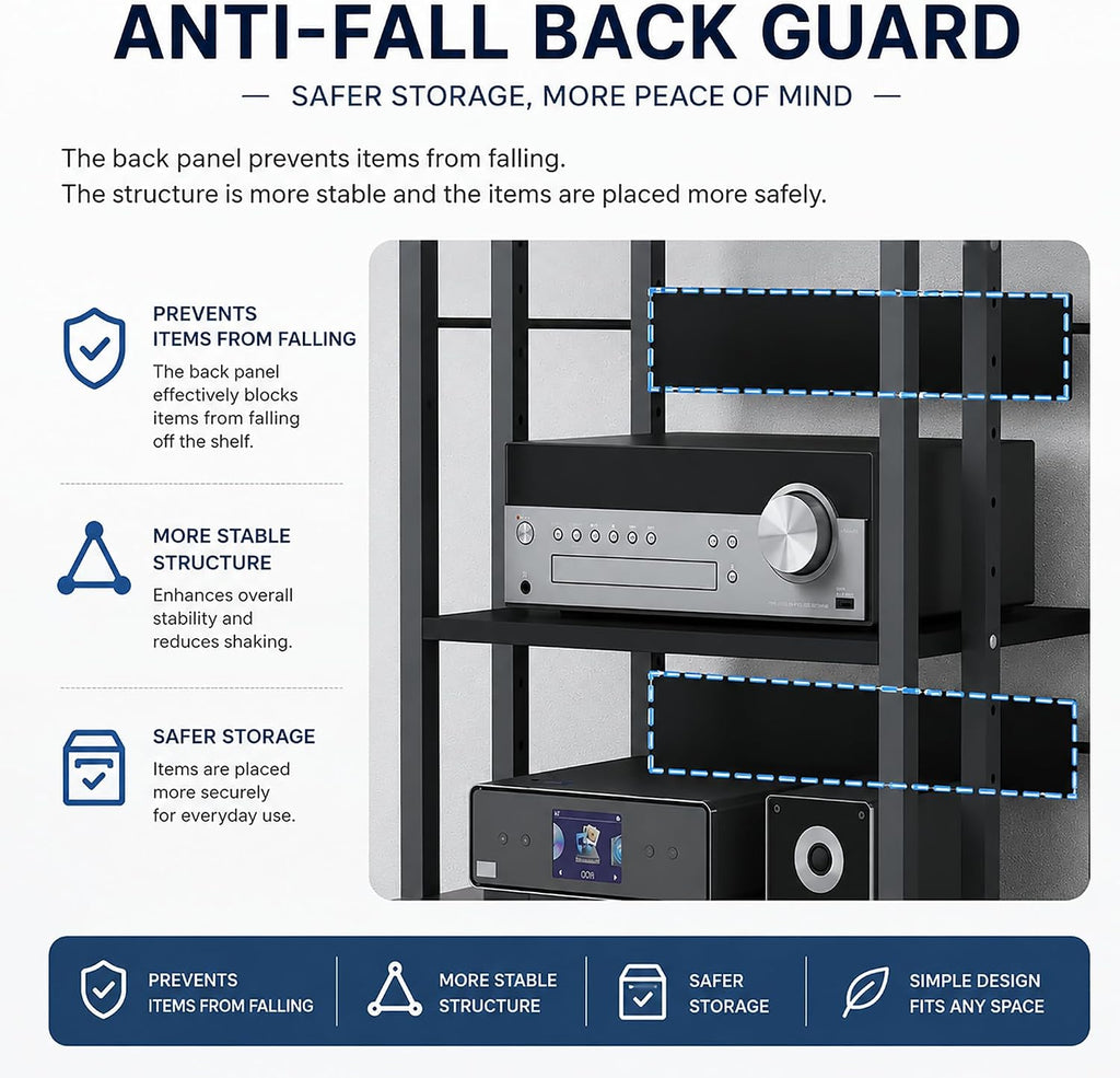 Black 5-Tier Rolling AV Stand