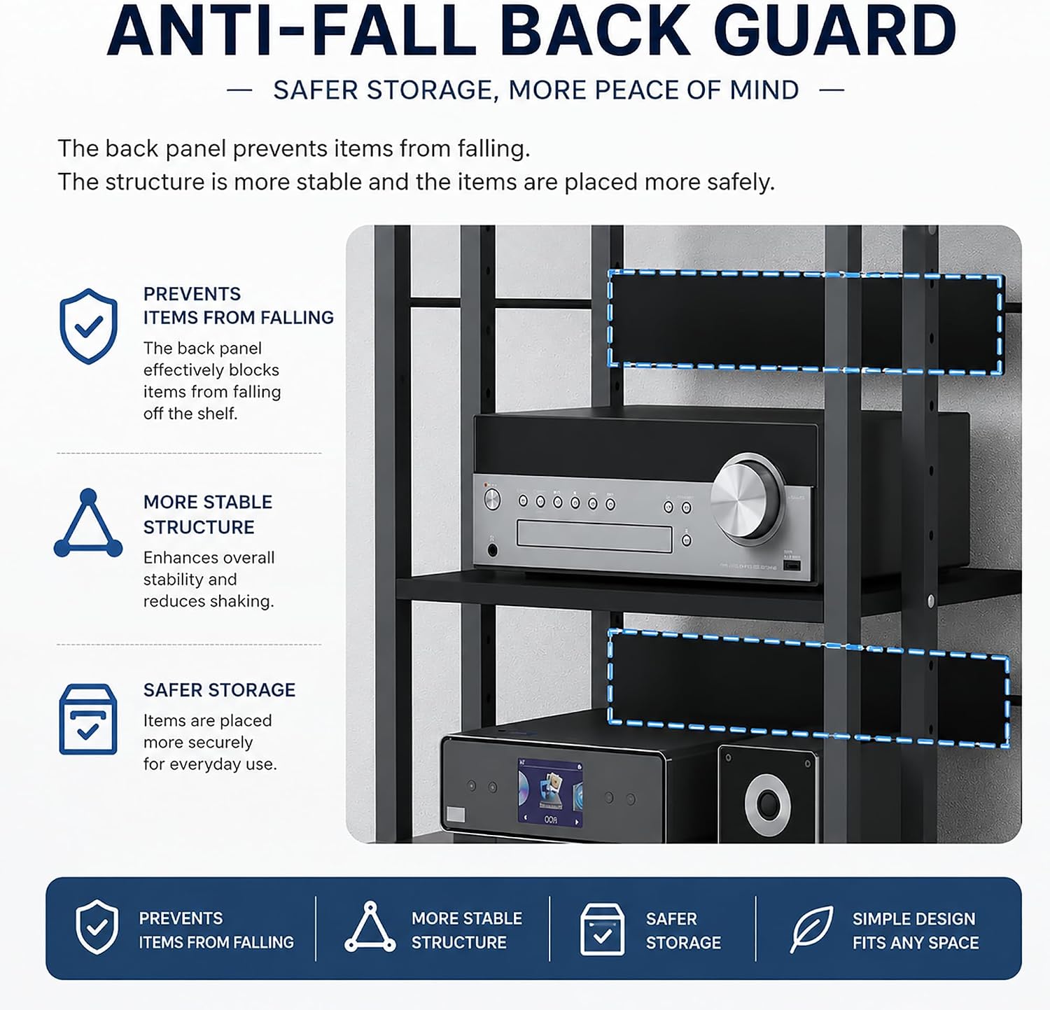Black 5-Tier Rolling AV Stand