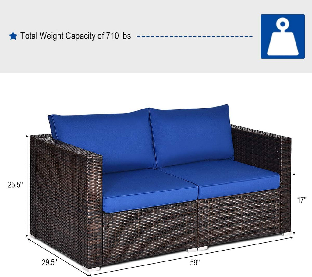 2-Piece Wicker Patio Loveseat