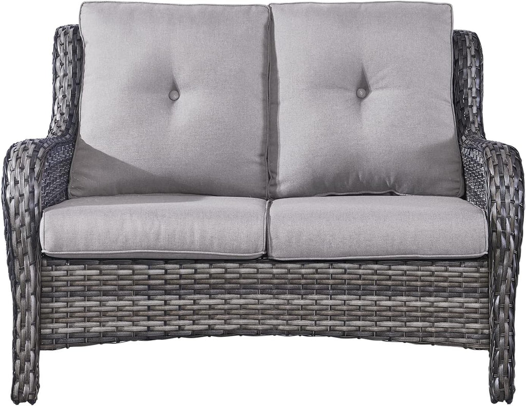 Heavy Duty Grey Wicker Patio Loveseat