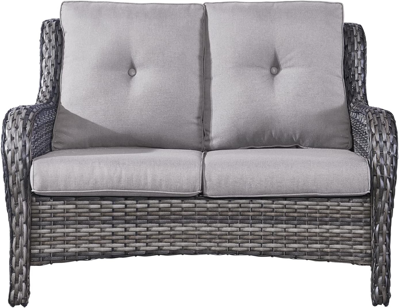 Heavy Duty Grey Wicker Patio Loveseat