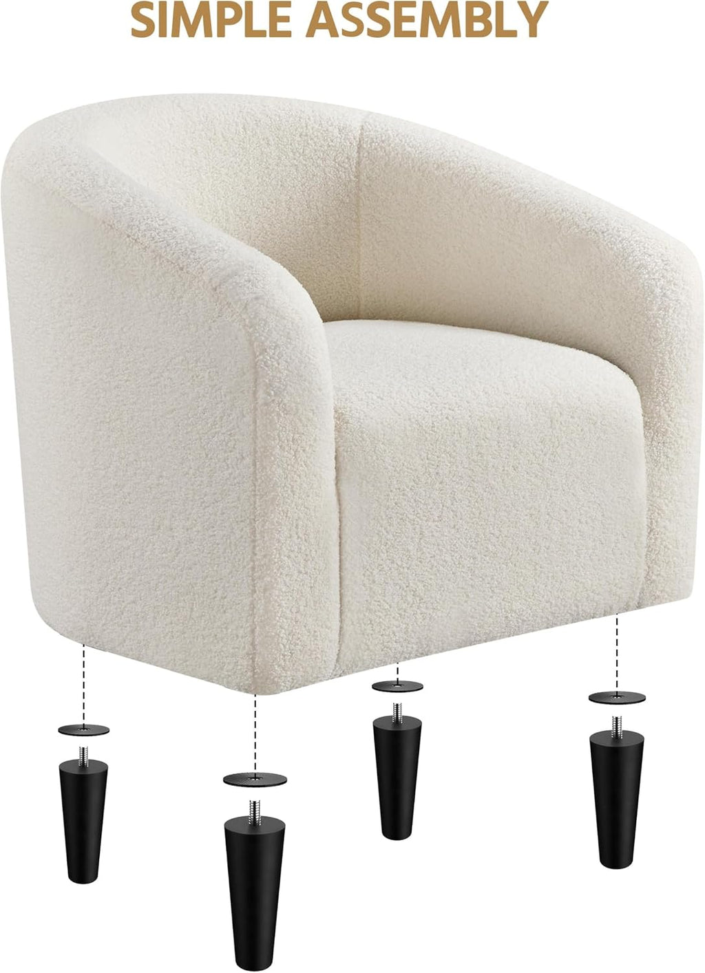 Ivory Sherpa Boucle Barrel Club Chair
