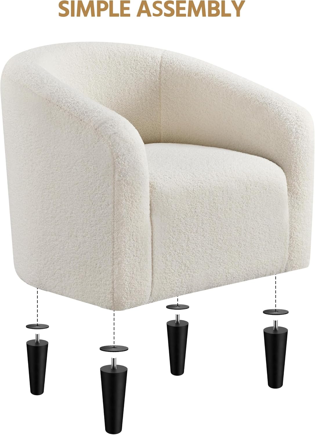 Ivory Sherpa Boucle Barrel Club Chair