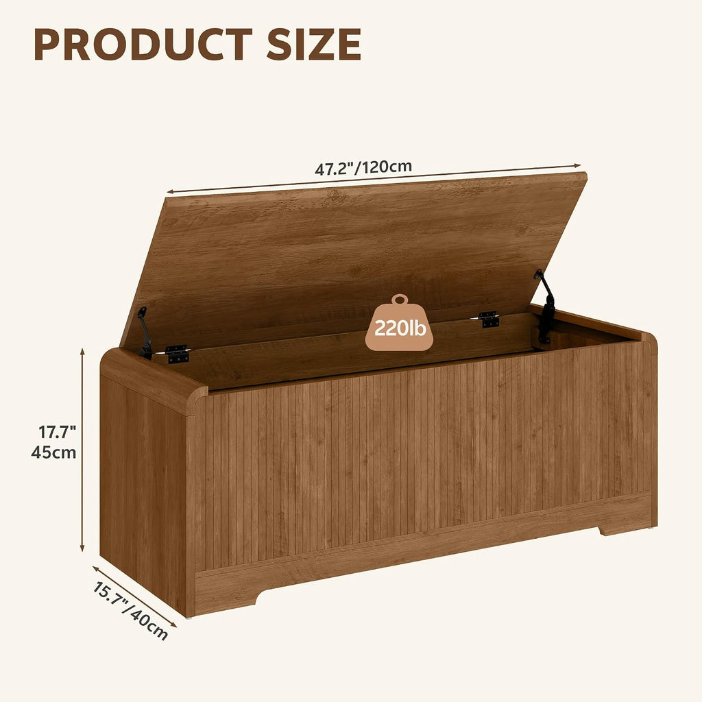 Walnut 47.2" Wooden Storage Chest