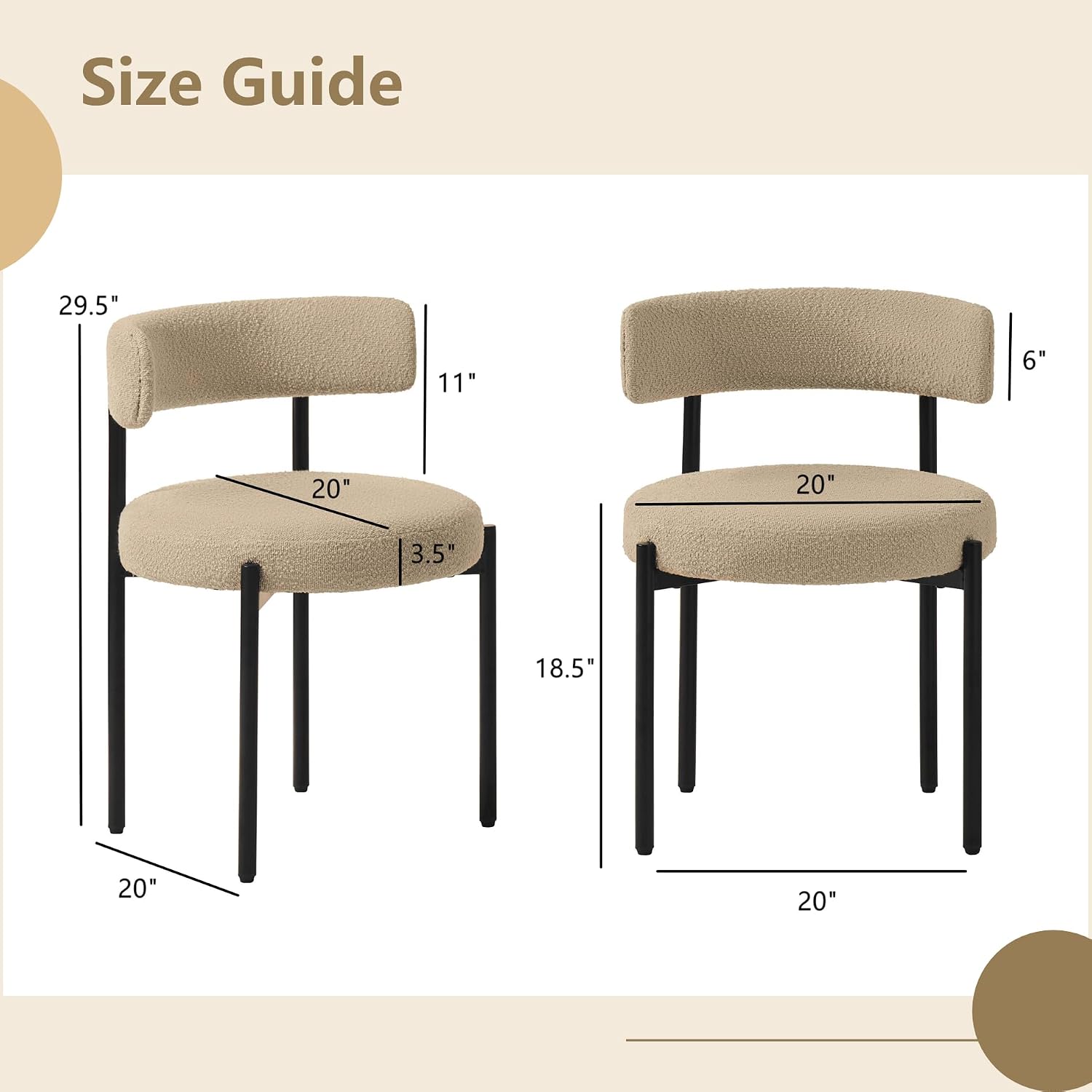 Set of 4 Beige Mid-Century Dining Chairs