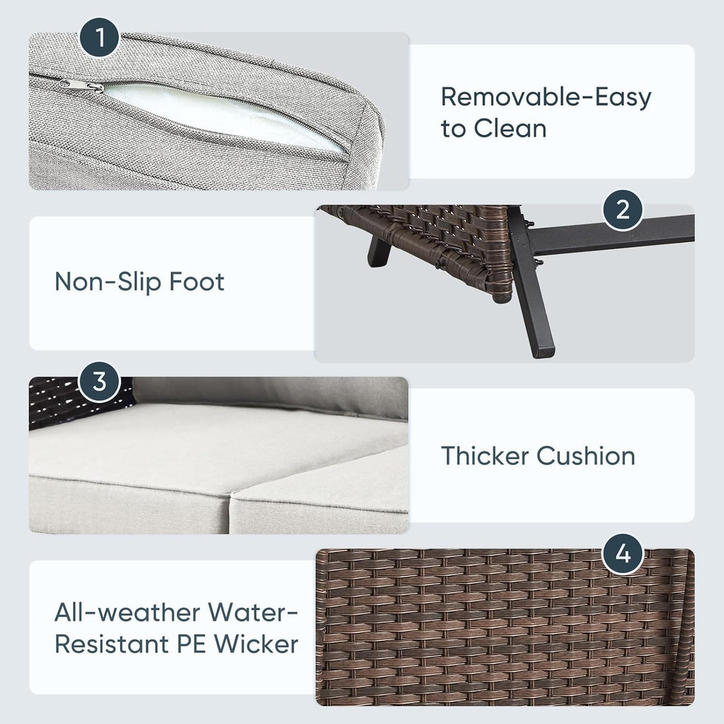 Brown Wicker Patio Glider Loveseat