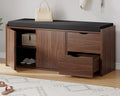 Walnut Oak 40" Entryway Shoe Storage Bench With Drawers