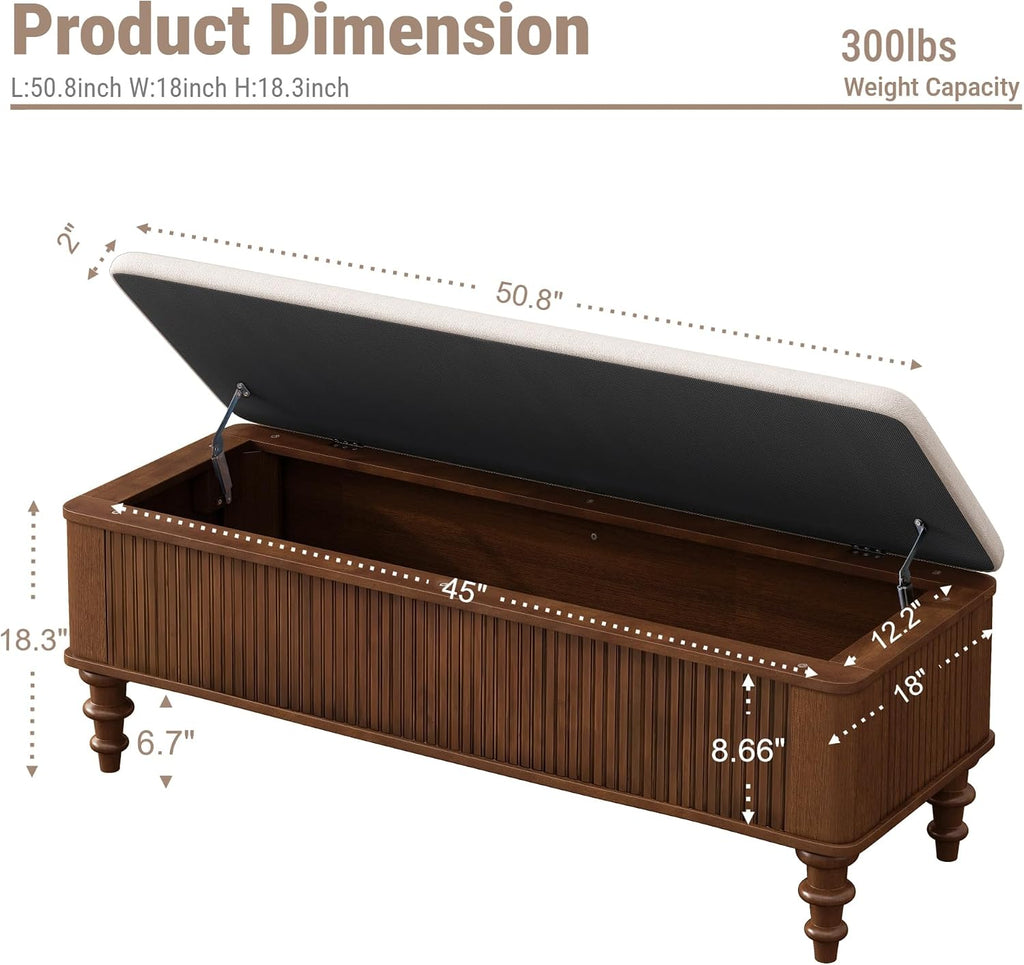 Walnut 50.8" Wood Storage Bench