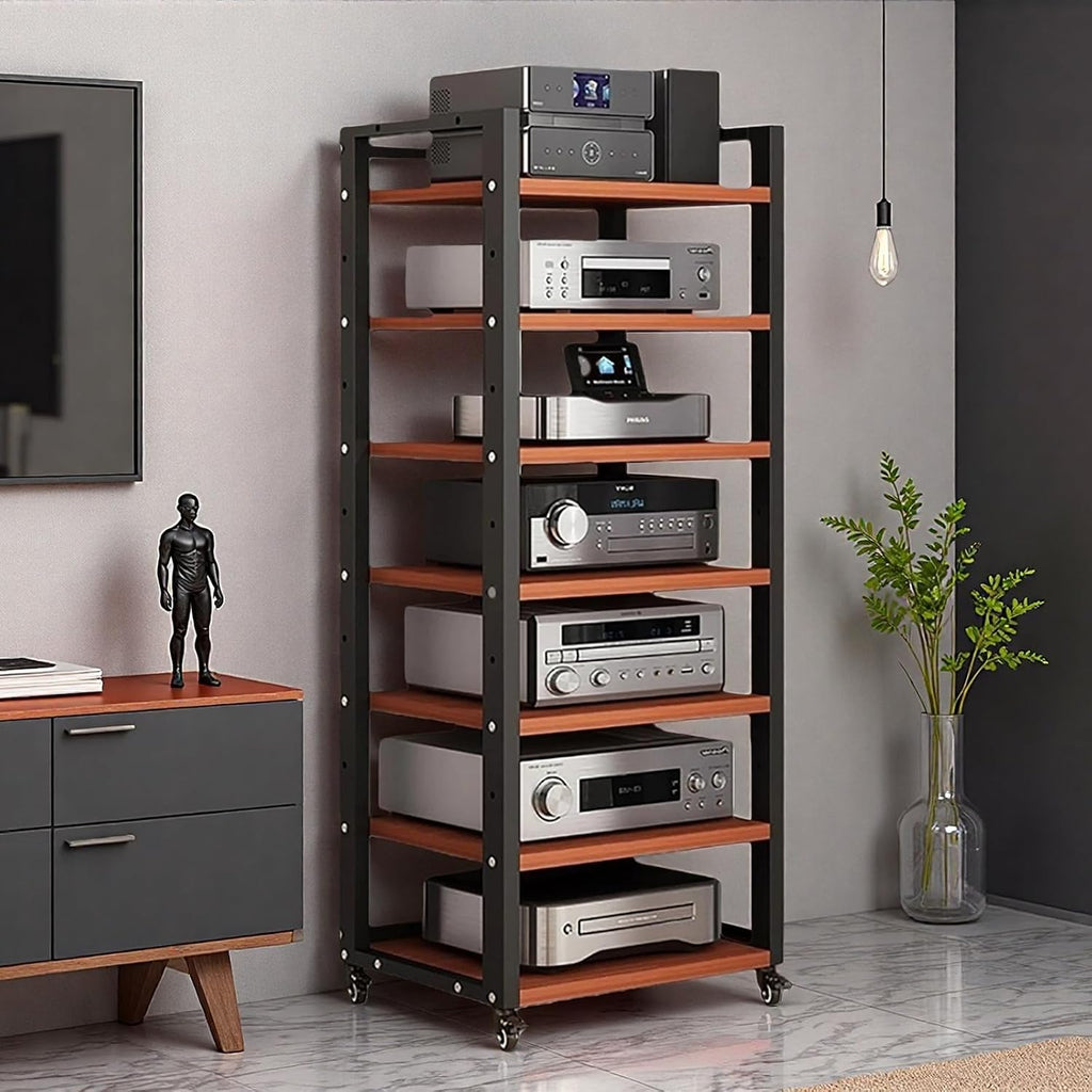 7-Tier Rolling Audio Rack Stand