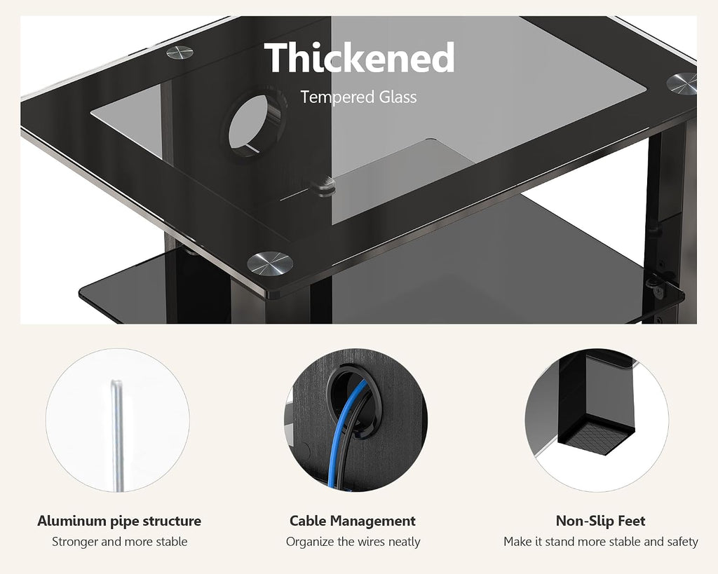 Black 4-Tier AV Media Cabinet