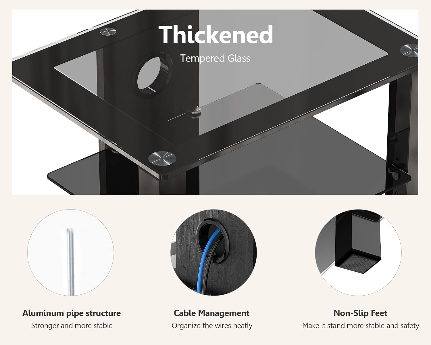 Black 4-Tier AV Media Cabinet