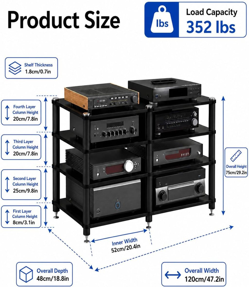 Teak 47.2" Heavy Duty AV Stand