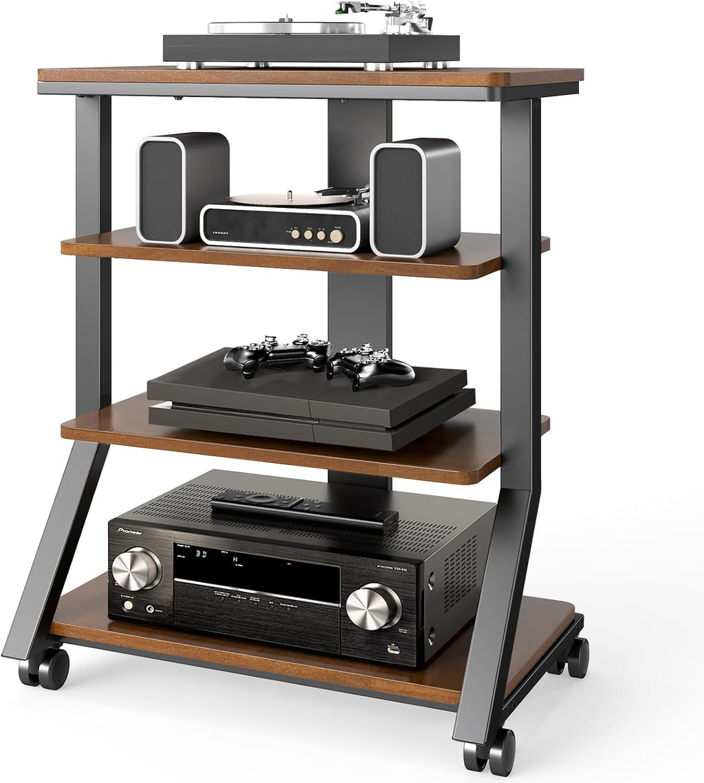 4-Tier Rolling AV Media Stand