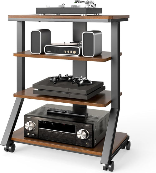 4-Tier Rolling AV Media Stand