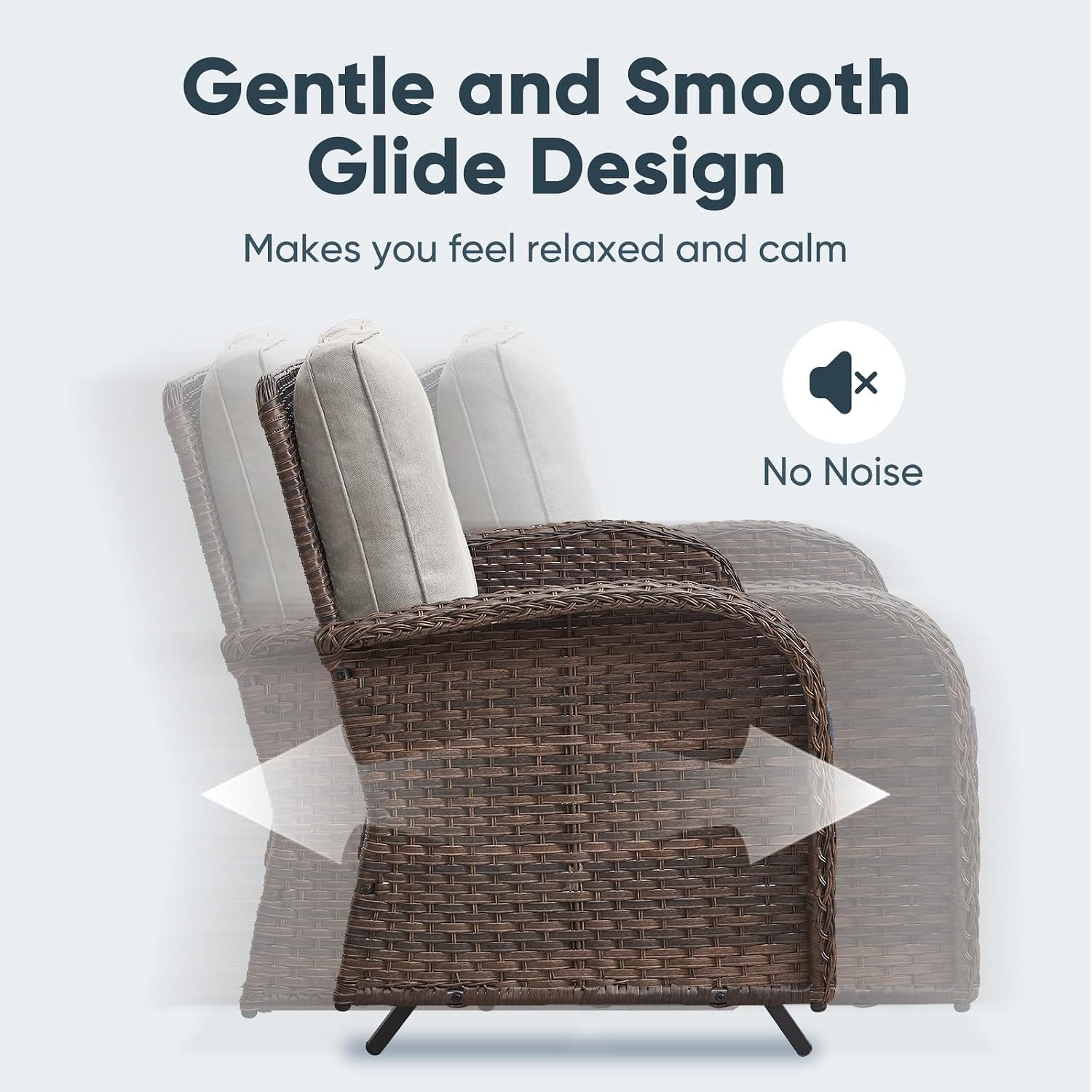 Brown Wicker Patio Glider Loveseat