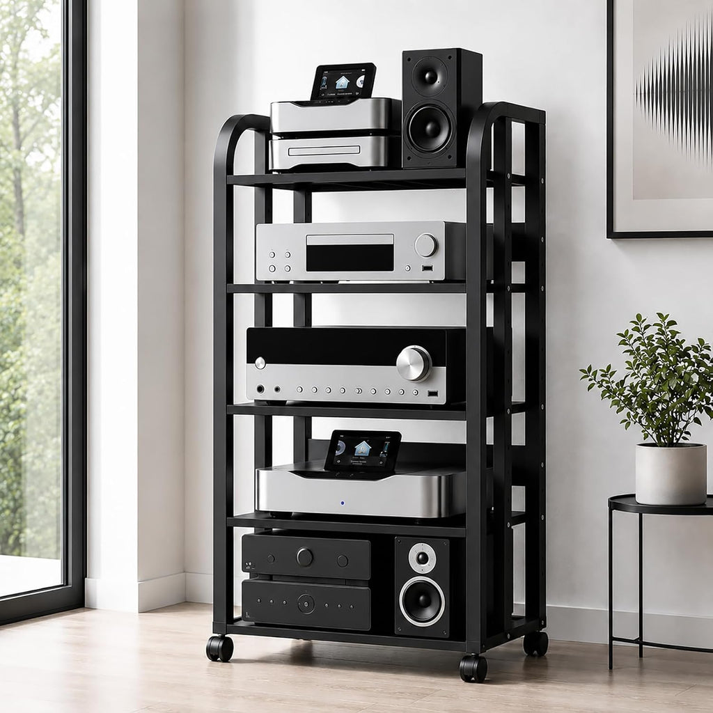 5-Tier Rolling Audio Rack Stand