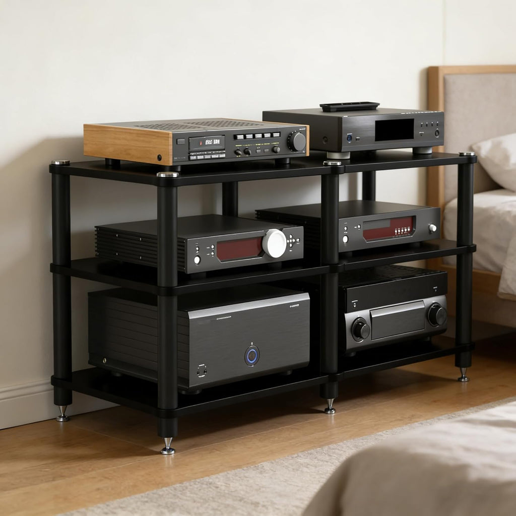 Black 47.2" 3-Tier AV Media Stand