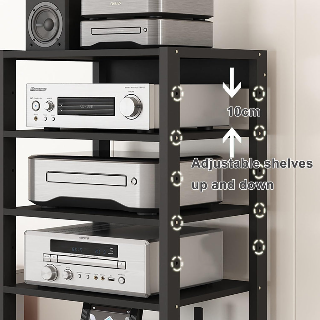 Black Adjustable Tier AV Media Stand