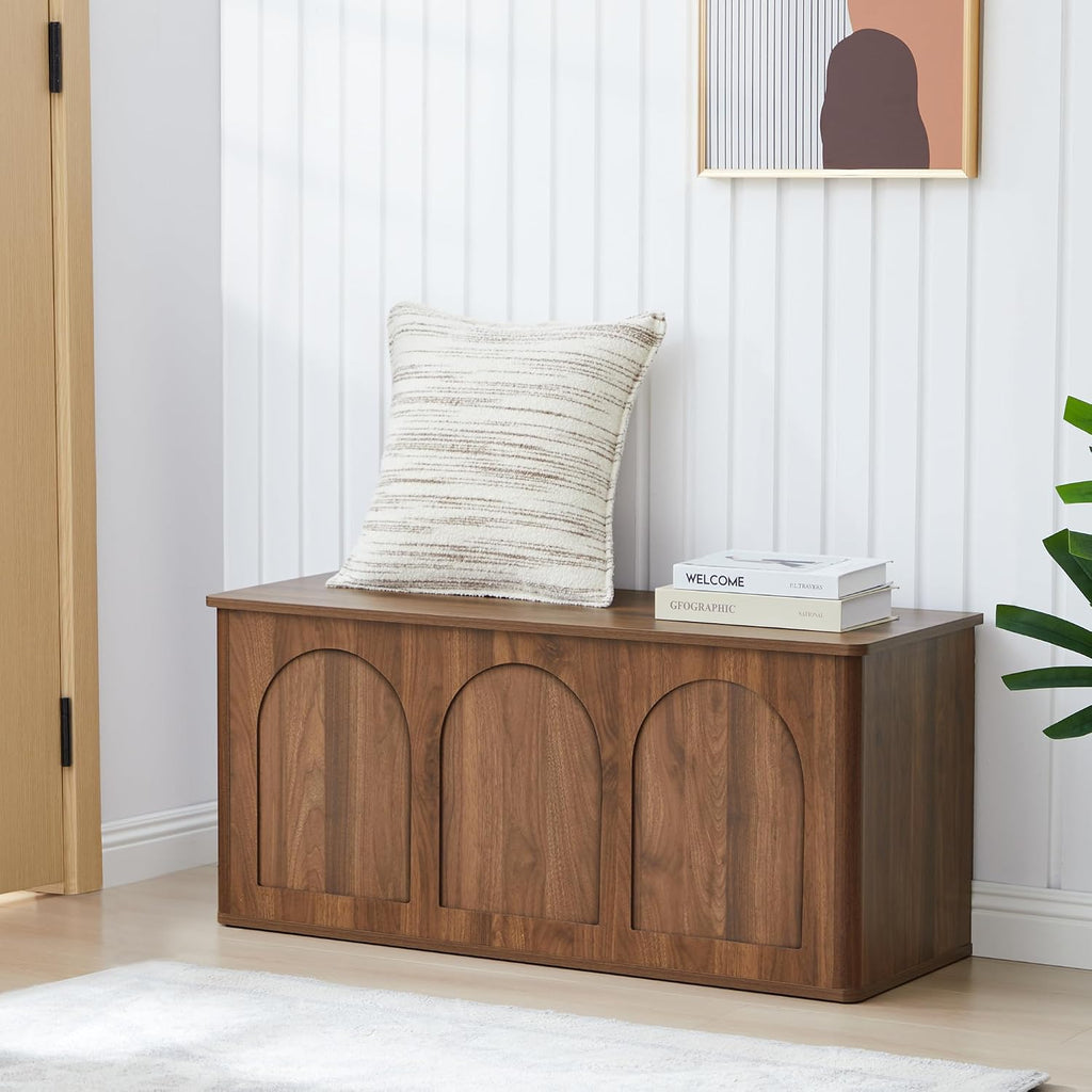 Walnut 43" Wood Storage Chest