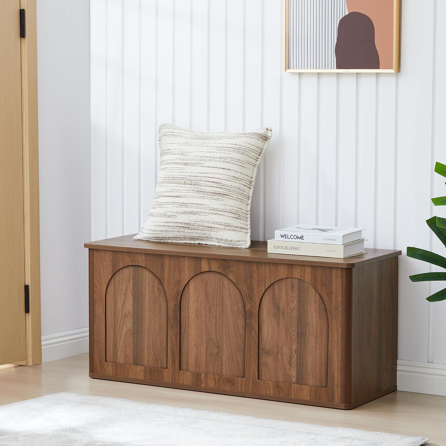 Walnut 43" Wood Storage Chest