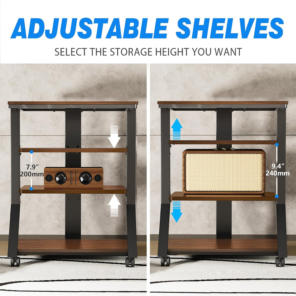 4-Tier Rolling AV Media Stand