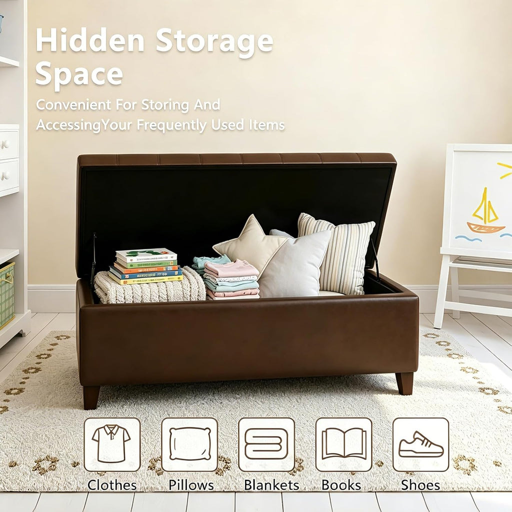 Brown 51" Tufted Storage Bench