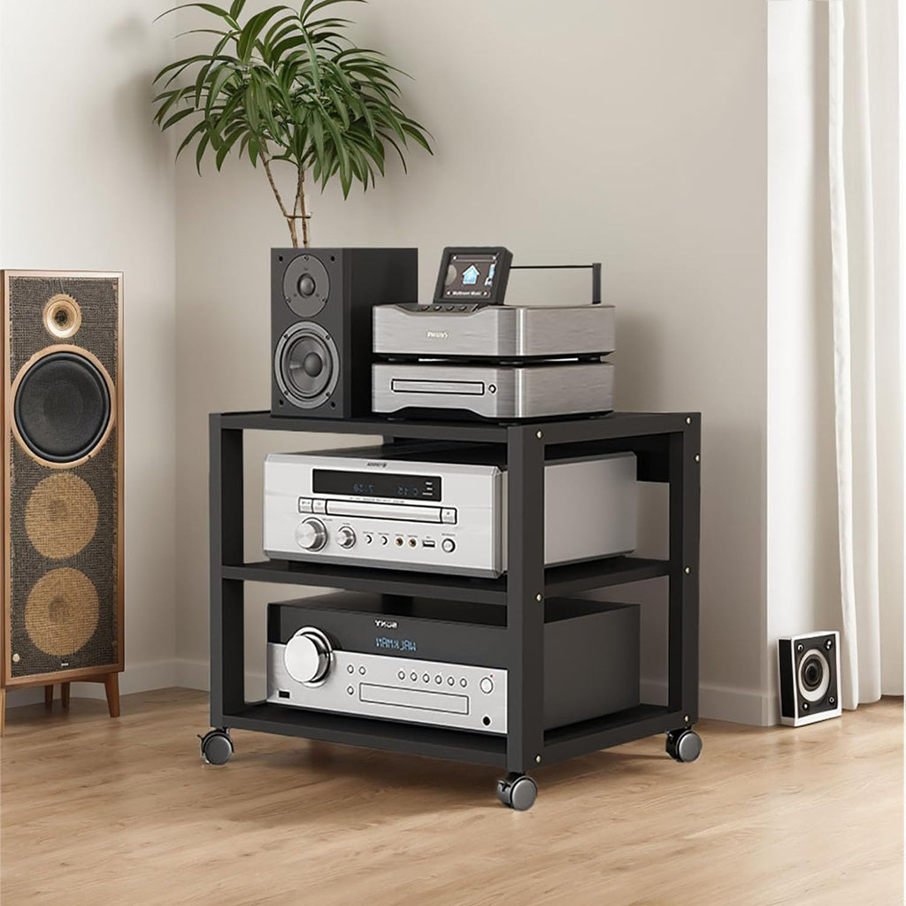Black Adjustable Tier AV Media Stand