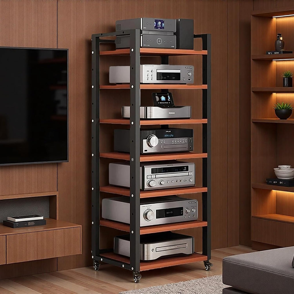 7-Tier Rolling Audio Rack Stand