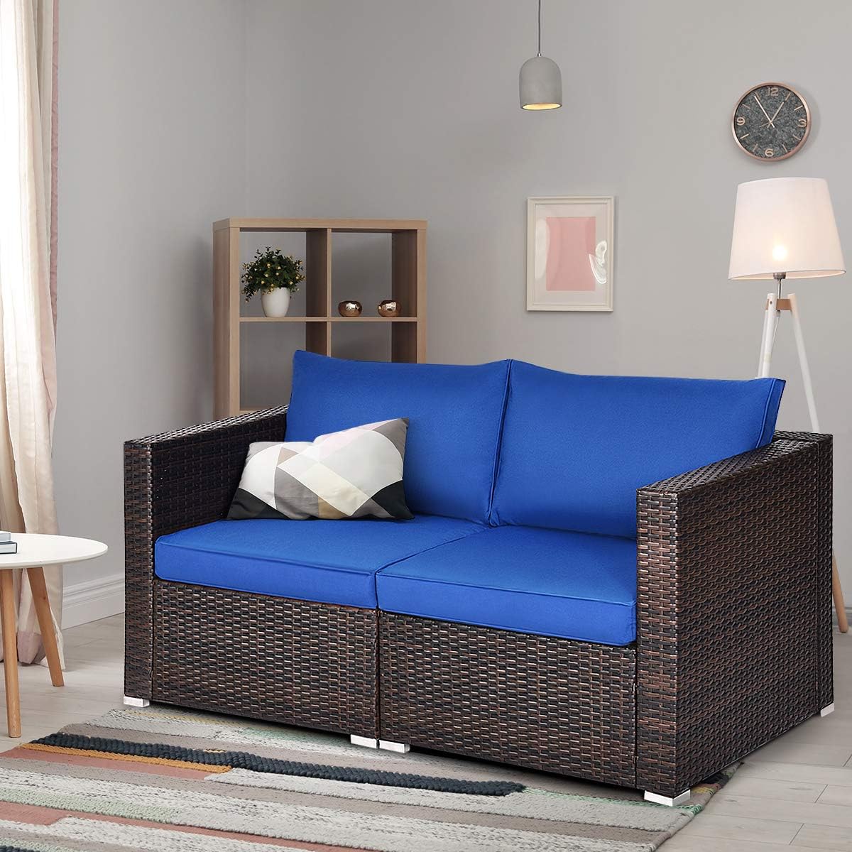 2-Piece Wicker Patio Loveseat