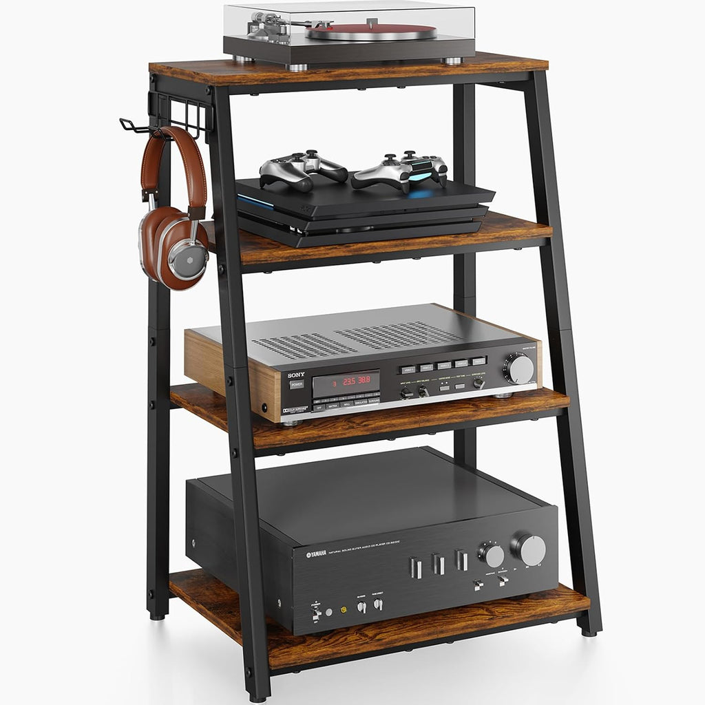 4-Tier Hook Design AV Media Stand