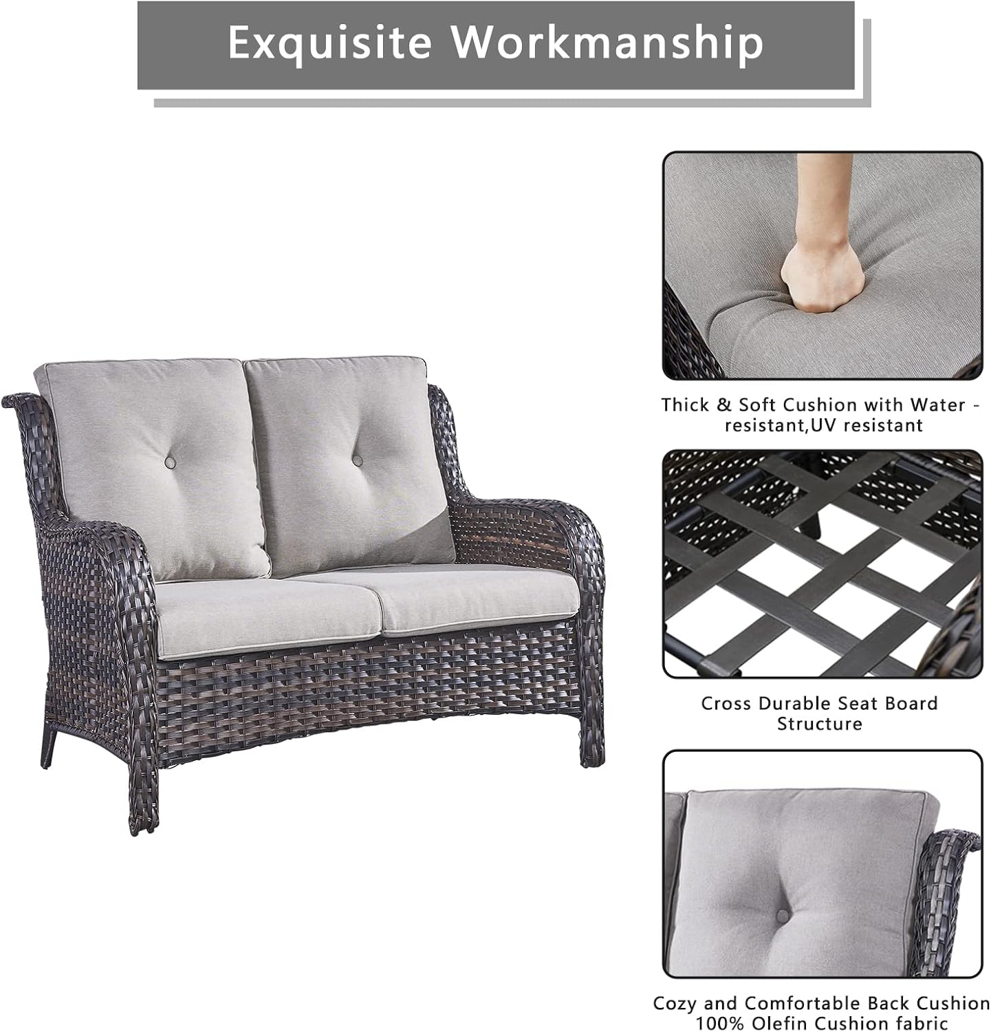 Heavy Duty Wicker Patio Loveseat