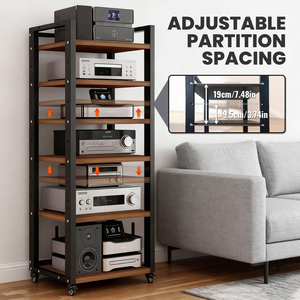6-Tier Rolling AV Media Stand