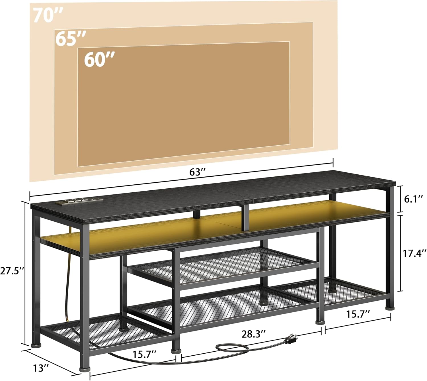Black 63" LED TV Stand